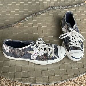 Jack Purcell Converse gray floral canvas sneaker never worn ladies 7